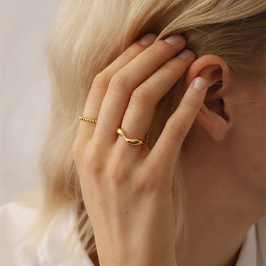 Gold Infinity Wave Stackable Ring in 925 Sterling Silver