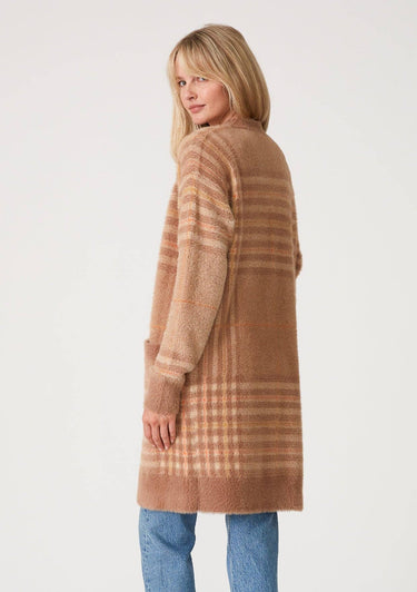 Fuzzy Plaid Long Sleeve Cardigan