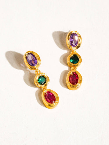 Brunwyn 18K gold multi stone CZ drop earrings