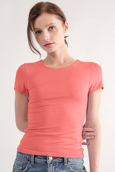 DOUBLE LAYERED FITTED SHORT SLEEVE TOP