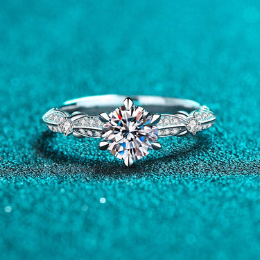 Six-Prong Moissanite Engagement Ring in 925 Sterling Silver