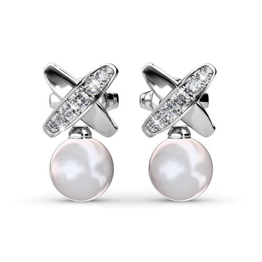 Chris Pearl Silver and Crystal Earrings