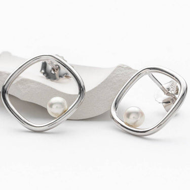Freshwater Cultured Pearl Gravity Earrings Sterling Silver