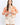 Model wearing CW10437D floral button-up cardigan, full length view