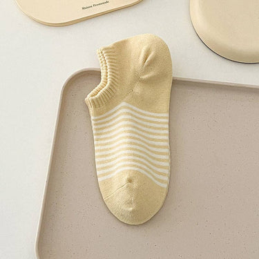 Striped Candy Color Low Ankle Socks- Set of 2
