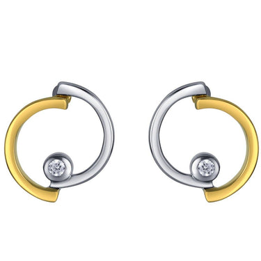 Two-Tone Sterling Silver Round Pendulum Earrings