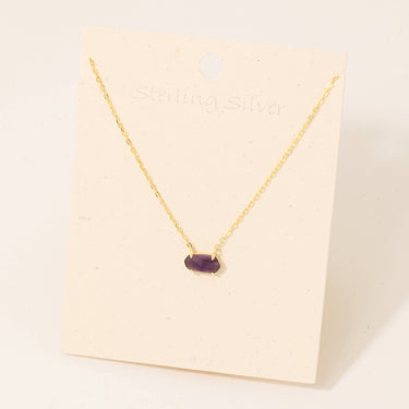 Faceted Oval Pendant Sterling Silver Necklace