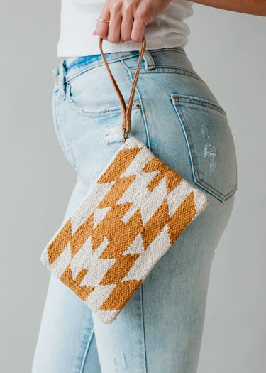 Camel & Cream Aztec Wristlet