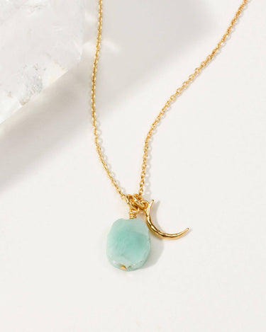 Celestial Being Necklace- Larimar featuring a genuine Larimar stone and gold detailing, perfect for layering.