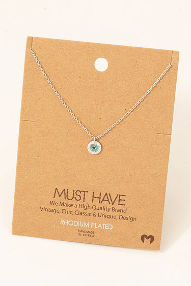 Rhinestone Trim Evil Eye Necklace