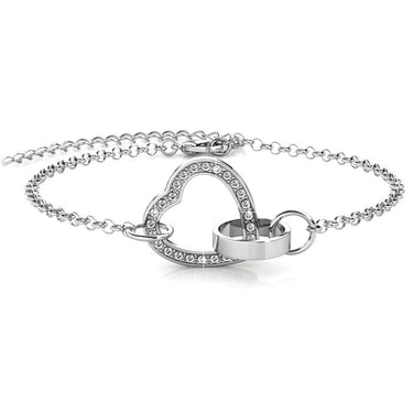 Locked Heart Bracelet - Silver and Crystal