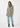 Chevron Notched Lapel Long Sleeve Coat - Cream/Black / L - Coat