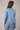 Back view of model wearing blue Round Rolled Hemline Detail Thin Sweater Cardigan