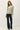 Model wearing garment-washed cotton modal fleece sweatshirt, full length view