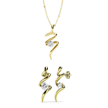 Spiral Jewelry Set - Gold and Crystal
