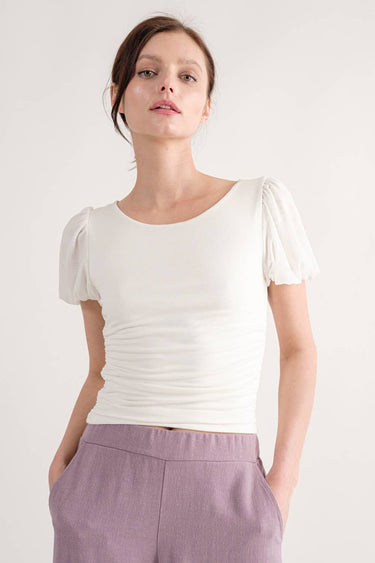 DOUBLE LAYERED SIDE SHIRRED TOP