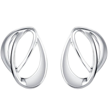 Sterling Silver Interlocking Open Teardrop Earrings