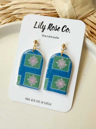 Dark Blue Print Earrings