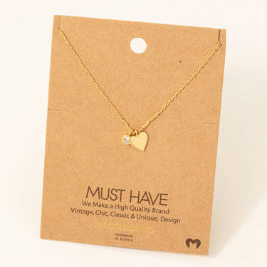 Silver Heart And Stud Charm Necklace
