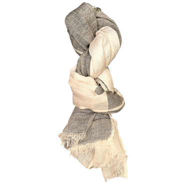 Linen feather fringe lightweight scarf close-up