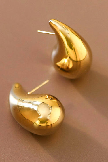 18K Gold Plated Waterproof Stainless Steel Stud Earrings 7080 displayed vertically on a neutral background