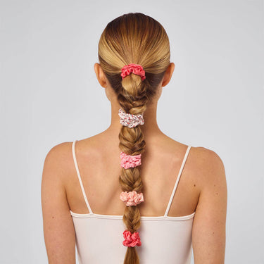 Ruched Satin Scrunchies 5pc Set - Assorted Cherry Blossom - Scrunchies & Hair Ties