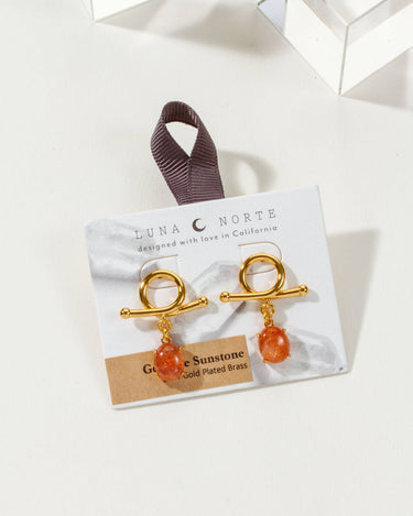 Embrace Me Post Earrings - Sunstone displayed on an earring card