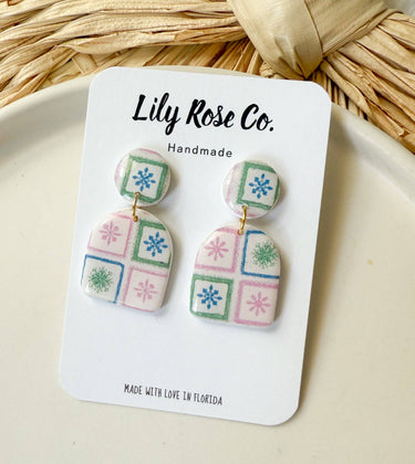 Grand millennial Square Print Earrings
