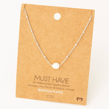 Chain Link Pearl Charm Necklace