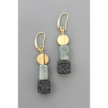 Lava rock and serpentine earrings