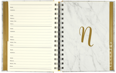 Marble Large Address Book open inside pages