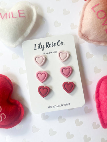 Heart Trio Studs Earrings For Women - Studs