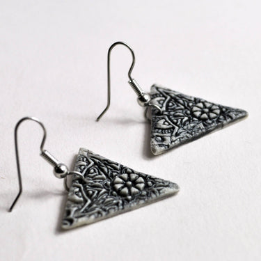 Handmade Earrings, Triangle, Black Jewelry, USA,original
