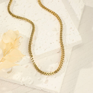 Gold Braid Chain Necklace
