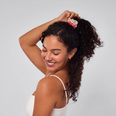 Ruched Satin Scrunchies 5pc Set - Assorted Cherry Blossom - Scrunchies & Hair Ties