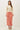 Pointelle 3/4 Sleeve Cardigan in coral full-length view