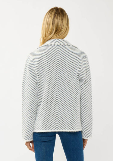 Chevron Stripe Button-Up Sweater Jacket - Sweater Coat