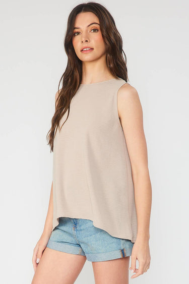 HI LOW SOLID SLEEVELESS TOP
