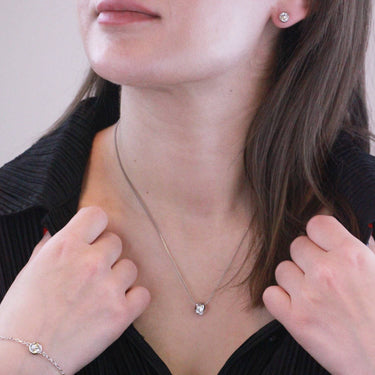 Moon and Birth Stone Set - Silver and Crystal