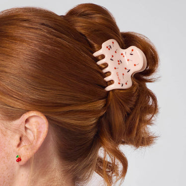Recycled Plastic Medium Cloud Clip - Cherry Print - Claw Clip