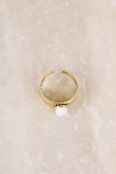 Adjustable Golden Ring With White Stone