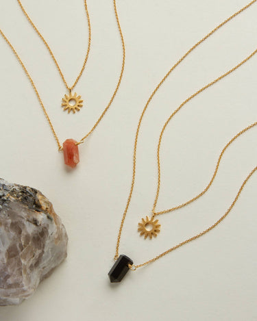 Sun Salutation Necklace Set sunstone necklace detail