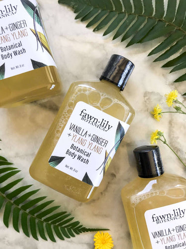 Vanilla + ginger + ylang ylang botanical body wash natural skin care