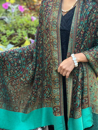 New Gray Modal Jamawar Scarf close-up on model