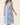 Floral Print Tie Waist Fit & Flare Midi Dress in blue floral print, full-length view