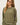 Front view of model wearing olive green Cloud sweatfleece cropped shirt