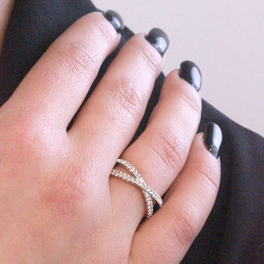 X ring - silver and crystal