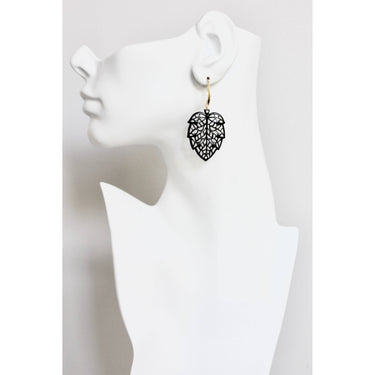 Black leaf earrings