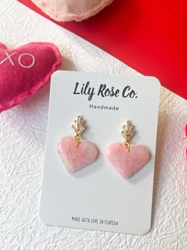 Marbled Pink Hearts - Dangle