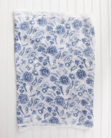 Floral sketch cotton blend scarf soft lightweight design